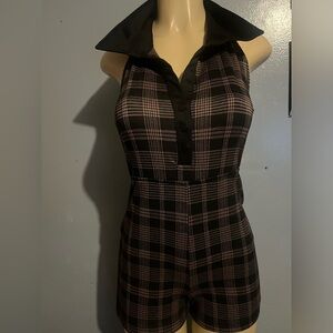 NWT Heart & Heels Women's 1 Piece Pink & Black Romper M